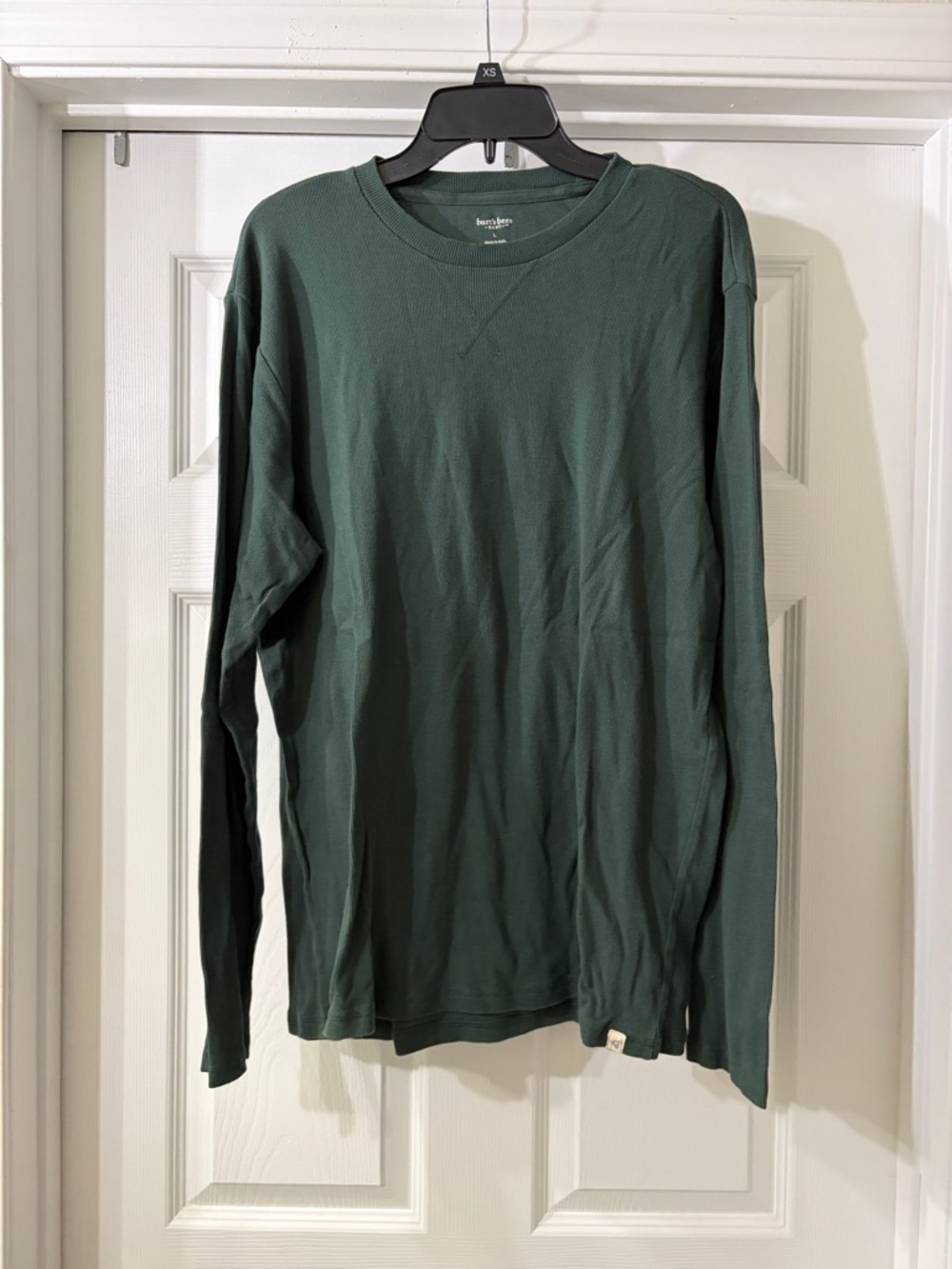 Burt’s Bees Men’s Dark Green Long-Sleeve Crewneck Shirt